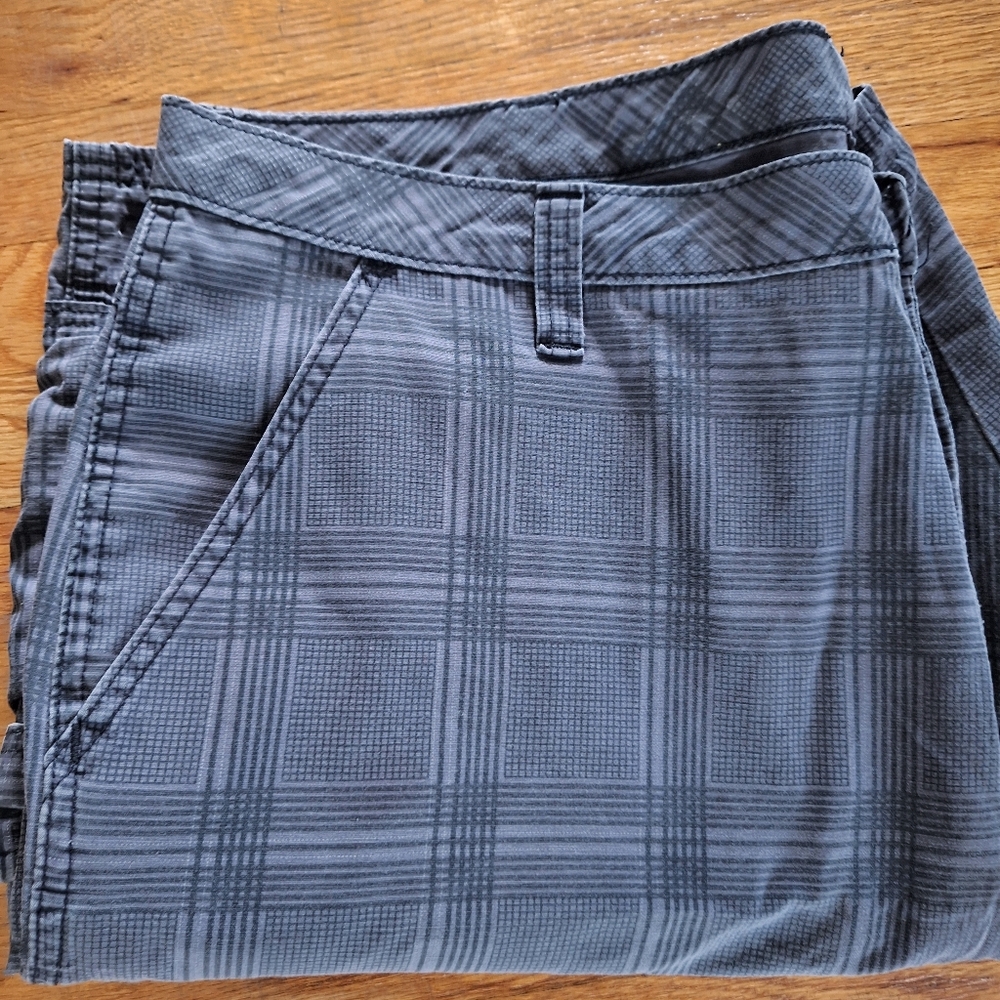 Wrangler Cargo Shorts Grey Plaid Pockets 42